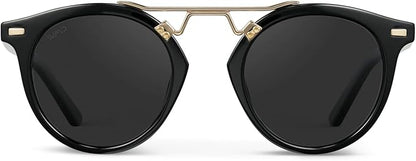 WearMe Pro - Women's Polarized, Round Retro, Double-Bridge Vintage Sunglasses
