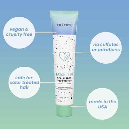 FoxyBae Scalp Spot Treatment for Dryness & Itch - with Tea Tree Oil - Removes Unwanted Build Up, Targets Problem Areas, Cools, Calms - Patch It Up - 3 Fl Oz