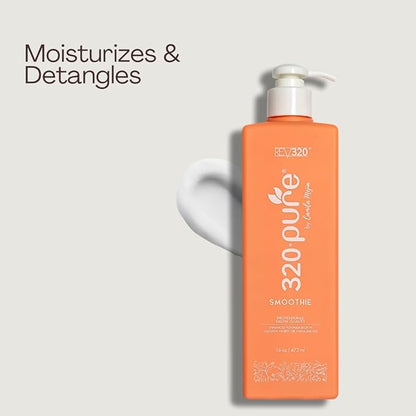 320Pure Smoothie Leave In Conditioner 16oz Pump Bottle, Sulfate Free, Color Safe & Lightweight Formula, Deep Repair Moisturizing Detangler for Frizzy, Curly, Thick, Wavy, Dry & Damaged Hair
