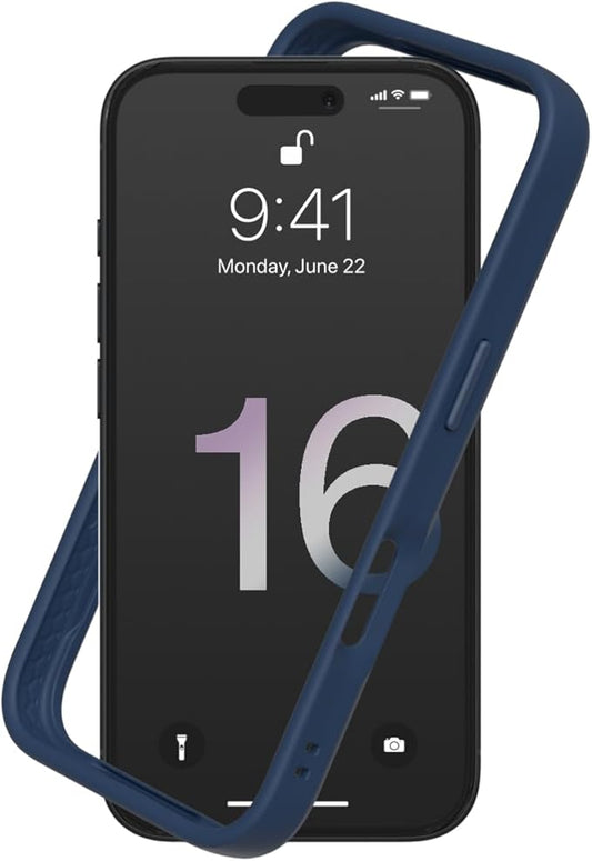 RhinoShield Bumper Case Compatible with [iPhone 16] | CrashGuard - Shock Absorbent Slim Design Protective Cover 3.5M / 11ft Drop Protection - Navy Blue