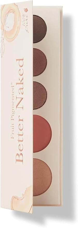 100% PURE Better Naked Makeup Palette All in One Compact 3 Eyeshadow, Blush, Face Highlighter, Fruit Pigmented Natural Nude Neutral Look for All Skin Types - Vegan (Soft Rose, Taupe, Beige Tones)