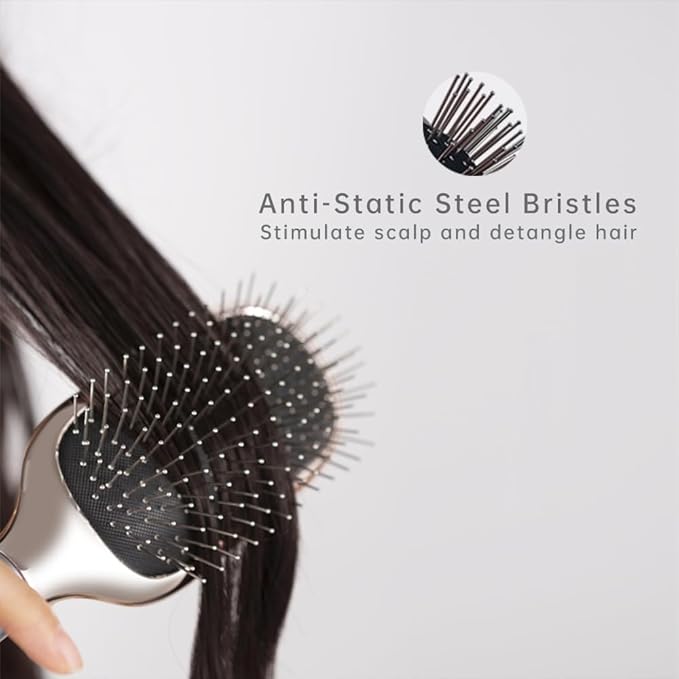 Hair Brush for Thick Curly Thin Long Short Wet or Dry Hair Adds Shine and Makes Hair Smooth Hair Comb Paddle Hair Brush for Men Women Kid (Silver)