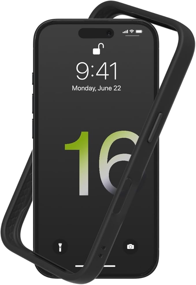 RhinoShield Bumper Case Compatible with [iPhone 16] | CrashGuard - Shock Absorbent Slim Design Protective Cover 3.5M / 11ft Drop Protection - Black