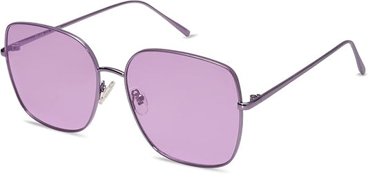 SOJOS Trendy Oversized Square Metal Frame Sunglasses for Women Men Retro Big Flat Lens UV Protection Sunglasses SJ1146