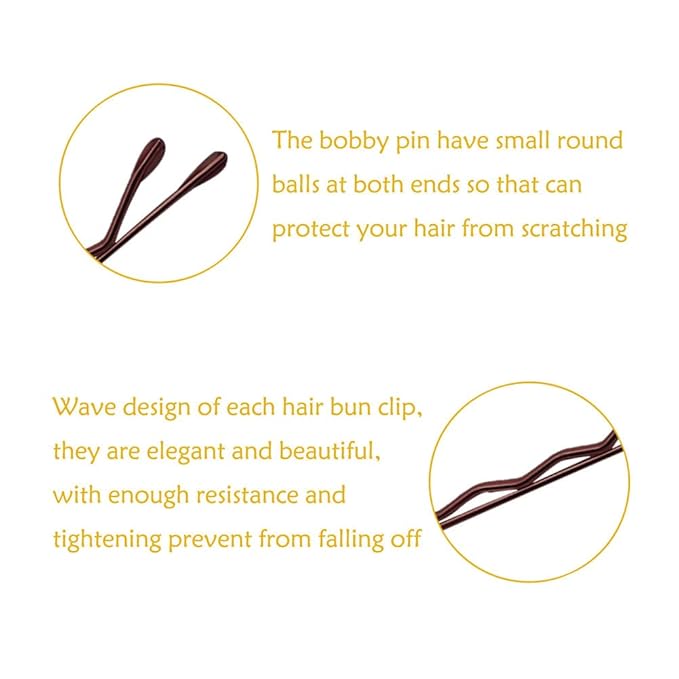 220 Count Mini Wavy 1.38 Inch Bobby Pins Brown, YINGFENG Small Hair Bobby Pins with Storage Box for Updos, Metal Hair Clips for Kids, Girls and Women, Suitable for All Hair Types