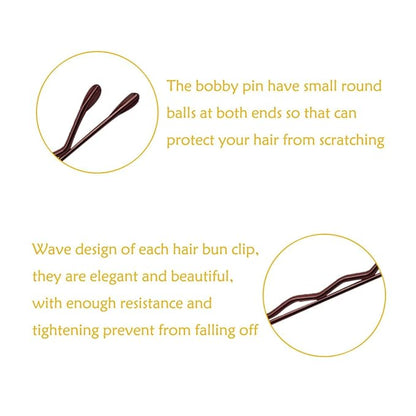 220 Count Mini Wavy 1.38 Inch Bobby Pins Brown, YINGFENG Small Hair Bobby Pins with Storage Box for Updos, Metal Hair Clips for Kids, Girls and Women, Suitable for All Hair Types