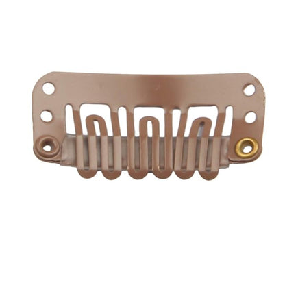 20pcs Stainless Steel U-Shape Snap Clips for Hair Extensions, Wigs, and Hairpieces - Wig Accessories and Combs (Light Brown)