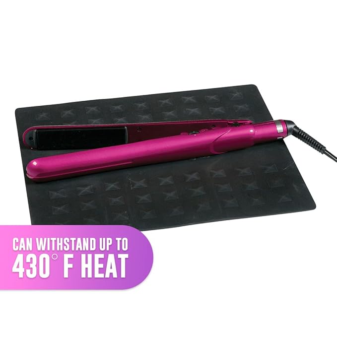 Colortrak Heat-Resistant Styling Station Mat, Silicone Mat Prevents Work Surfaces from Heat Damage of Styling Tools, Prevent Tool from Falling or Slipping, Black, 9 x 11 inches
