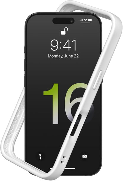 RhinoShield Bumper Case Compatible with [iPhone 16 Pro] | CrashGuard - Shock Absorbent Slim Design Protective Cover 3.5M / 11ft Drop Protection - White