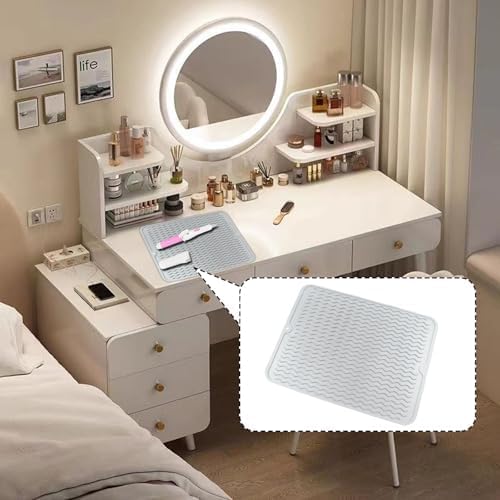 Oversize Silicone Heat Resistant Mat, Heat Mat with Velcro for Curling Iron, Travel Cover Cushion for Curling Irons, Hair Bands and Styling Tools(15.7" X 11.8")