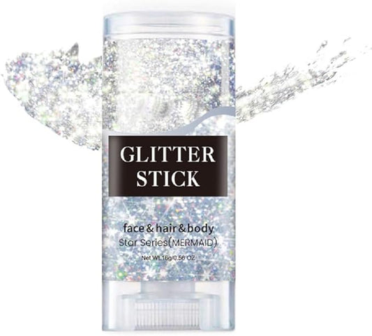 Face Glitter Stick,Holographic Sequins Paint Sparkling 4th of July Body Glitter Gel Makeup for USA Outfit Women Accessories.. (Mermaid face Glitter Stick)