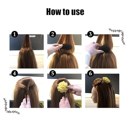 2Pcs 3.3inch Charming Bump It Up Volume Inserts Sponge Foam Hair Comb Do Beehive Hair Stick Bun Maker Tool Hair Base Styling Accessories Hair Increasing Tool (Brown)