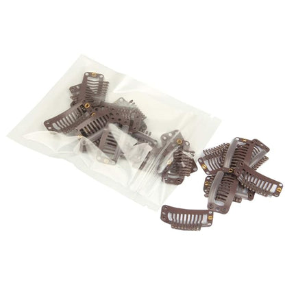 20pcs 9-Teeth Stainless Snap Comb Wig Clips, Hair Extension Clips, Wig Accessories Clip, Diy Clips for Hairpieces Wigs hair extensions (Dark Brown)