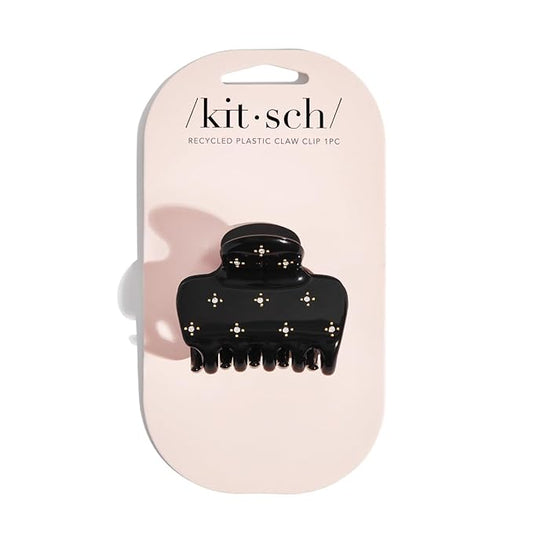 Kitsch Rhinestone Hair Claw Clip, Strong Grip Recycled Plastic Hair Clip for Thick, Curly & Fine Hair, Sparkling Stud Design for Elegant Updos & Half-Up Styles, Medium, Black, 1pc