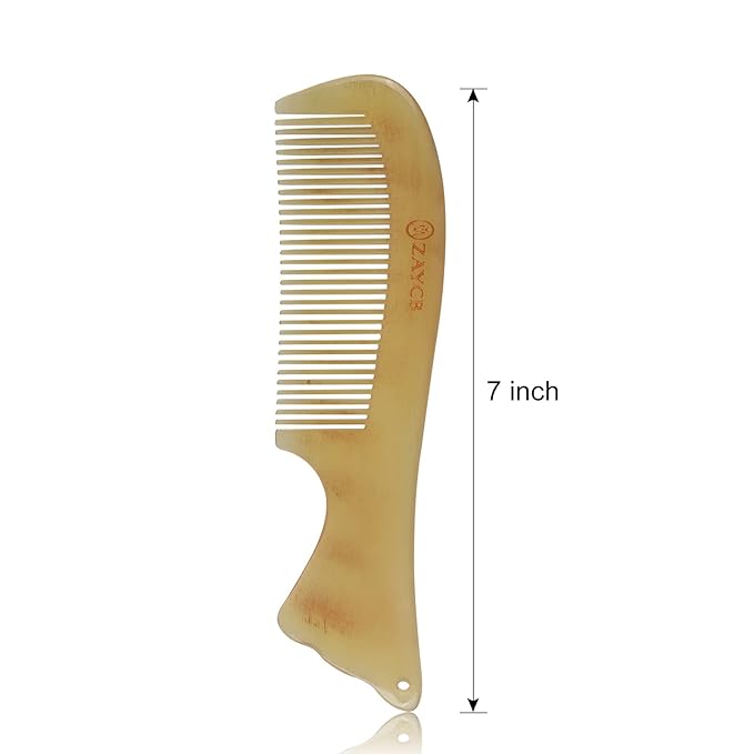 Horn Fine Tooth Comb - Anti-Static Hair Comb - Hair Styling Detangling Comb for Men, Women, and Kids - For All Hair Types