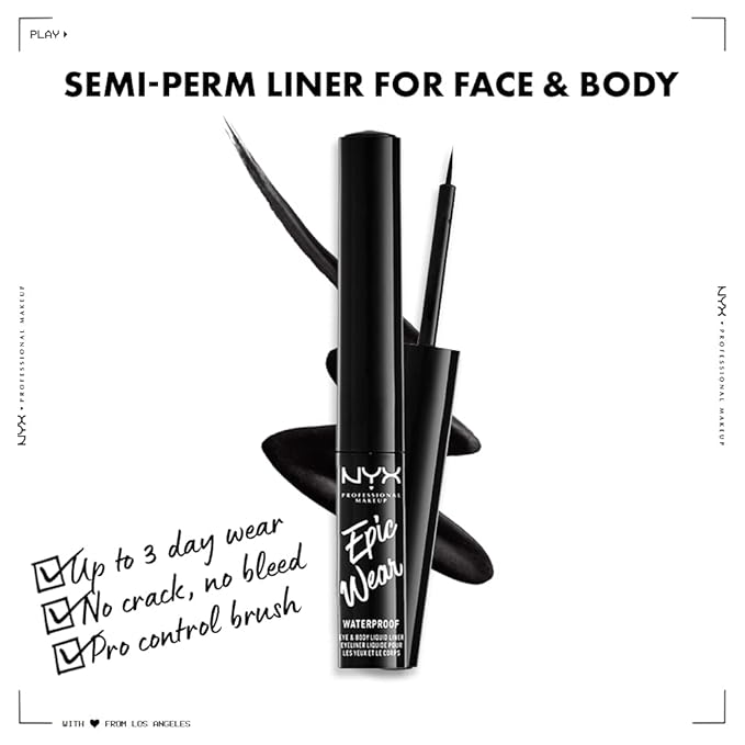 NYX PROFESSIONAL MAKEUP Epic Wear Liquid Liner, Long-Lasting Waterproof Eyeliner - Black