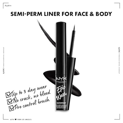 NYX PROFESSIONAL MAKEUP Epic Wear Liquid Liner, Long-Lasting Waterproof Eyeliner - Black
