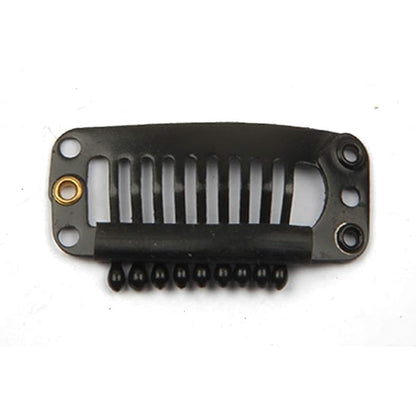 20pcs Metal Snap Clips for Hair Extensions DIY Clip in on Hair Extension Wigs 9 Teeth 32mm 1.2g/pc Black Brown Beige Color (Black)