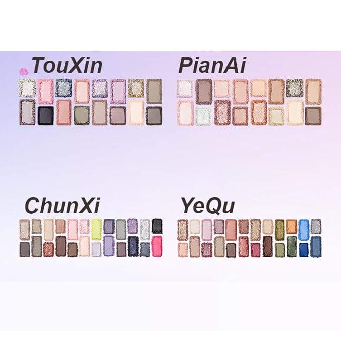 1PC Qianyan 16/24 Colors Eyeshadow Palette, QianYan Eyeshadow Multichrome Shimmer Matte Facial Highlighter Eyeshadow Palette (TouXin, 16 Colors)