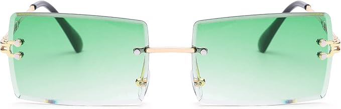 Rectangle Sunglasses for Men/Women Small Rimless Square Shade Eyewear