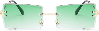 Rectangle Sunglasses for Men/Women Small Rimless Square Shade Eyewear