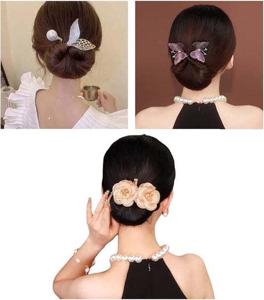 Ins Style Elegant Lazy Hair Curler, Crystal Hair Bun Maker, French Twist Hairstyle Bun Hair Accessories