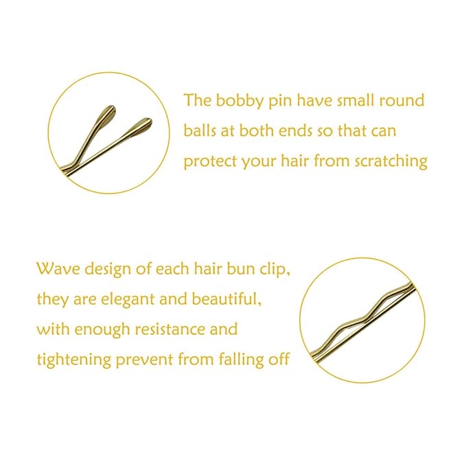 220 Count Mini Wavy 1.38 Inch Blonde Bobby Pins, YINGFENG Small Gold Hair Clips with Storage Box for Updos, Metal Hair Clips for Kids, Girls and Women, Suitable for All Hair Types
