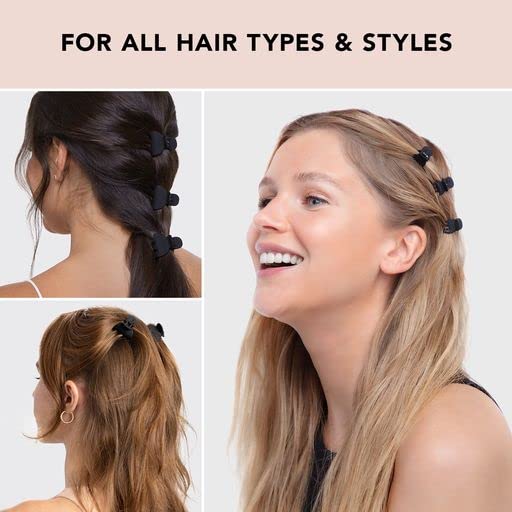 Kitsch Recycled Plastic Mini Hair Clips for Women - Tortoise & Black Claw Clips for Thin Hair, 6 pcs