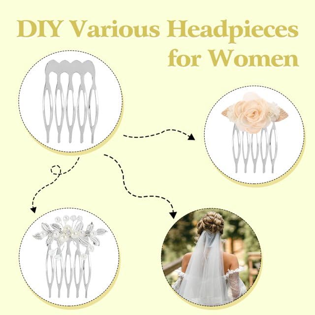 20Packs Silver and Golden 5 Teeth Small Hair Side Combs,Plain Blank Crafting DIY Slide Combs,Small Tiny Hair Side Combs,Bridal Wedding Veil Combs for Fine Hair,Styling Tools and Appliances,Hair Combs
