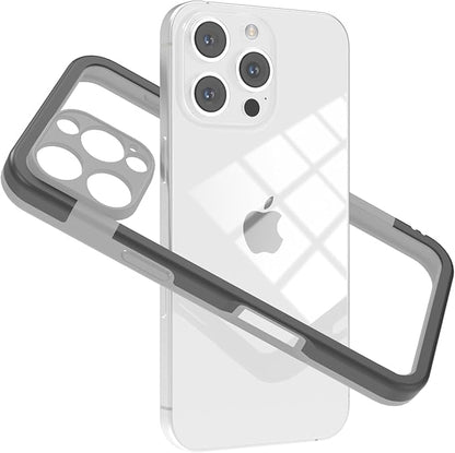 for iPhone 16 Pro Bumper Case, Hybrid Protection Heat Dissipation Frame No-Back Phone Cover Case 6.3" 2024 - Black & Gray