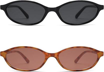 Retro Oval Cat Eye Sunglasses for Women Y2k Trendy Narrow Sunnies Designer Sun Glasses AR82253