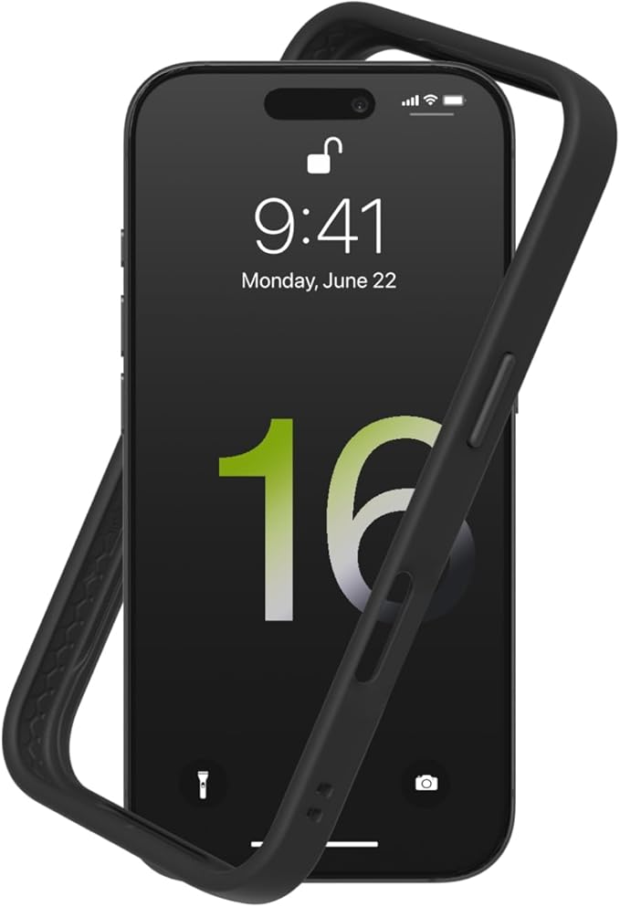 RhinoShield Bumper Case Compatible with [iPhone 16 Pro] | CrashGuard - Shock Absorbent Slim Design Protective Cover 3.5M / 11ft Drop Protection - Black