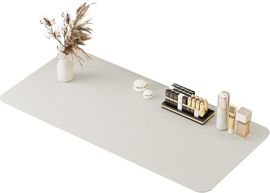 39.37" * 15.7" Large Makeup Mat for Vanity Top Protector, Waterproof, Non-Slip Vanity mat.Vanity mat Protector for Makeup,Vanity Protector mat and Dresser Protector top.(Milk White)