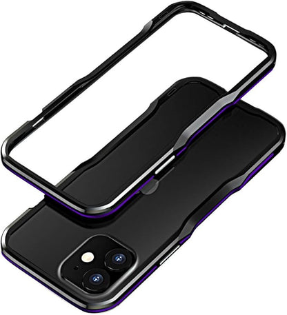 HENGHUI Aluminum Bumpers Compatible with iPhone 12 Mini 5.4-INCH Bumper Case Metal Frame Bumper Cover Shock Absorbent Slim Cool Design (iPhone12Mini, Black+Purple)