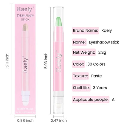 2-in-1 Cream Eyeshadow & Highlighter Stick, Waterproof Greenish Cyan Shimmer Eye Shadow Pencil for Women, Long-Lasting Pigmented Makeup, sombras para ojos 09