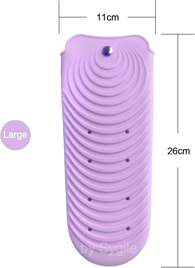 2in1 11" X 7.5" Blush Pink Large Heat Resistant Silicone Mat, Anti-Heat Travel Pad and Purple Pouch for Hair Straighteners, Curling Irons, Flat Irons and Hair Styling Tools Holder