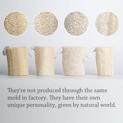 4" Natural Loofah Exfoliating Body Sponge Scrubber for Skin Care in Bath Spa Shower Pack of 4