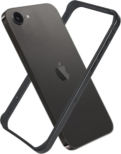 for iPhone 16e Bumper Case Metal, Aluminum Alloy + TPU Bumper Frame Slim Fit No Back Design Excellent Heat Dissipation Compatible with MagSafe 4 Corner Raised Shockproof (Black)