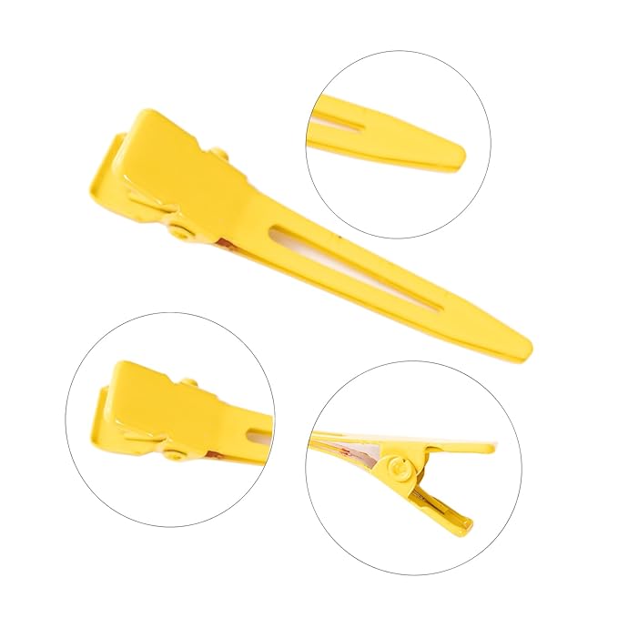 100 Packs silvery Alligator Curl Clips, bandenger 1.8 Inch Single Prong Clips Hair Accessories,for Girls and Women,Hair Styling,Hair Coloring, Random Color (yellow)