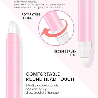 evpct 1Pcs Pearl White Shimmer Cream Eye Shadow Brightener Sticks for Eyes, Double Ended Cream Eyeshadow Stick Pencil Pen with Applicator, Eye Shadow Palette Highlighter Makeup Waterproof Pigmented 01