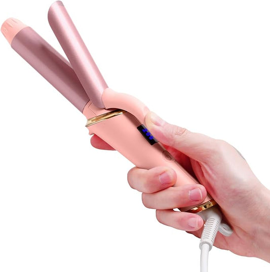 Mini Curling Iron Wand for Short Hair, Ukliss Travel Friendly Dual Voltage Mini Hair Curler, Ceramic Curling Wand for Versatile Styling, Portable and 60 Mins Auto-Off, 5 Heat Settings, Pink 1 Inch