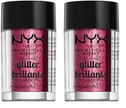NYX PROFESSIONAL MAKEUP Face & Body Glitter, Red (Pack of 2)
