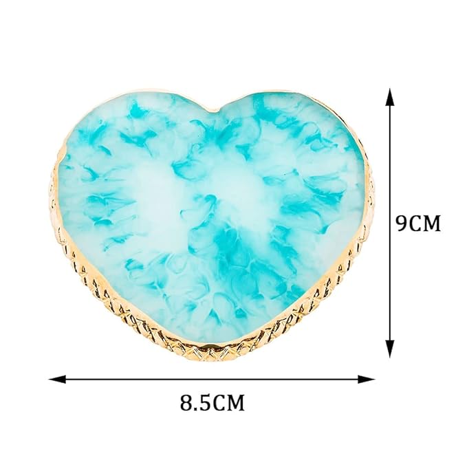 2 Pcs Resin Nail Art Palette, Nail Art Painting Mixed Color Palettes Gold Edge Nail Holder Nail Art Display Board (Pink, Blue)