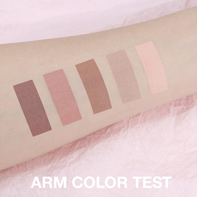 Neutral Nude Brown Eyeshadow Palette Makeup, 5 Colors Velvety Matte Finish, Cool-Toned Nude Taupe Eye Shadows, Natural Everyday to Eye Makeup Looks, for Brown Eyes Long Lasting Naturing-Looking 02#