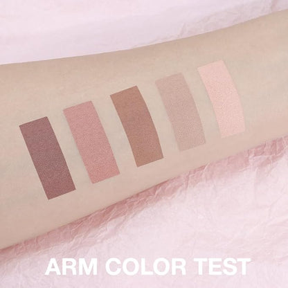 Neutral Nude Brown Eyeshadow Palette Makeup, 5 Colors Velvety Matte Finish, Cool-Toned Nude Taupe Eye Shadows, Natural Everyday to Eye Makeup Looks, for Brown Eyes Long Lasting Naturing-Looking 02#