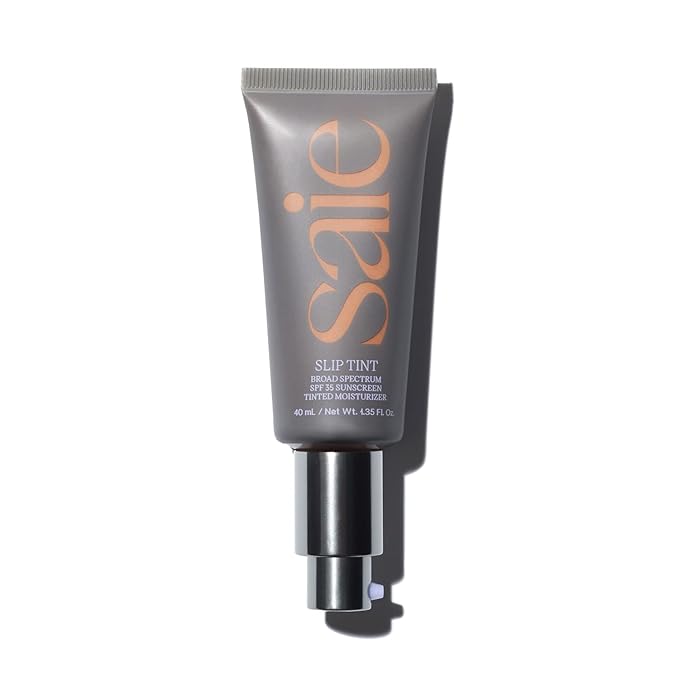 Saie Slip Tint Tinted Moisturizer with SPF 35 - Light Coverage, Glowy Skin Tint & Mineral Sunscreen for Face with Hydrating Hyaluronic Acid - Summer Makeup Essential - Shade Five + Half (1.35 oz)