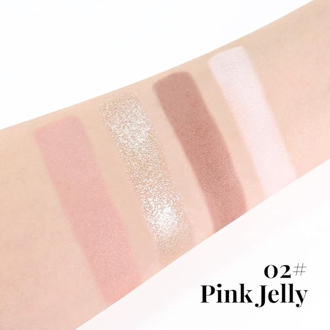 Eyeshadow Quads, 4 White Brown Golden Yellow Pink Matte Shimmer Eye Shadow Makeup Palette Pigmented Silver Glitter Metallic Eyeshadow Makeup Palette Sombra de ojos dorada ojos para ojos brillantes 02#
