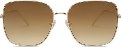 SOJOS Trendy Oversized Square Metal Frame Sunglasses for Women Men Retro Big Flat Lens UV Protection Sunglasses SJ1146