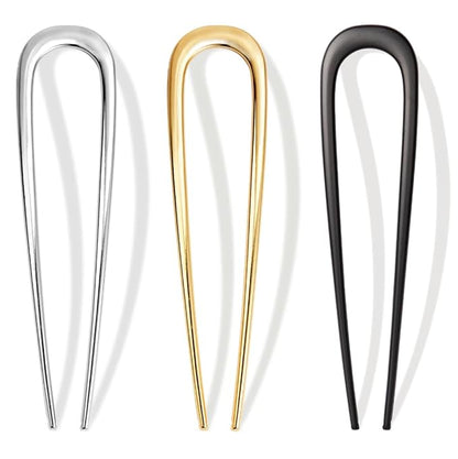 3 Pcs French Hair Pins for Women - French Twist Hair Pins for Buns, Metal Gold Hair Accessories