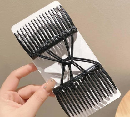2Pcs Black Adjustable Elastic Hair Comb,Stretchy Double Comb Hair Clip,No Crease Hair Pins Double Slides Hairpins Combs Women Hair Styling Accessories Hair Care Styling Tools and Appliances